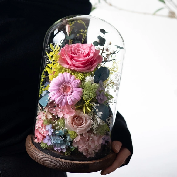 プリザーブドフラワー アレンジメント 笑顔 ドライフラワー 薔薇 ローズ 花 開店祝い 開業祝い 記念日 誕生日