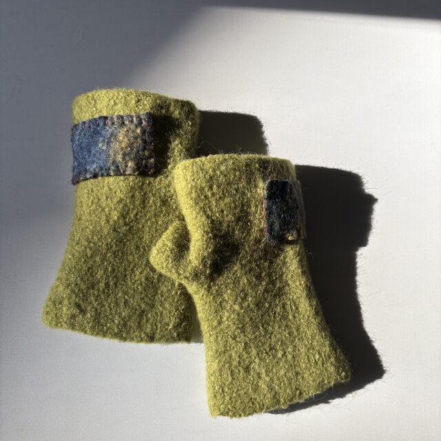 ゆびなしフエルトミトン　　枝豆