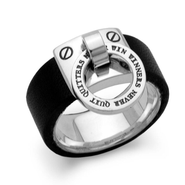 ドアノック リング/シルバー925/レザー/黒/英文字 変更可能/メンズアクセサリー/男性へのプレゼント/fc134