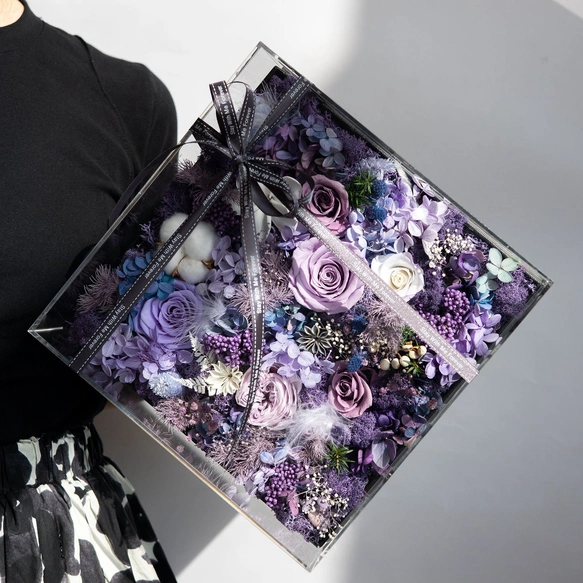 プリザーブド、フラワー、アレンジメント、美の形、ドライフラワー、薔薇 ローズ、結婚祝い 記念日、玄関に飾る