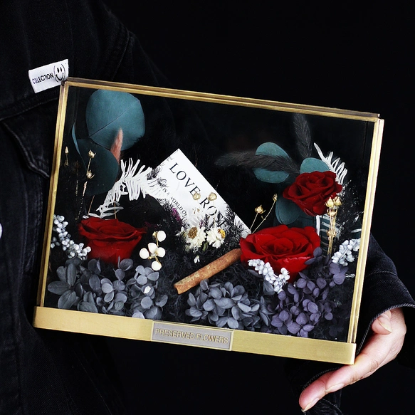 プリザーブド、フラワー、アレンジメント、フランス メイラード風、ドライフラワー、薔薇 ローズ、結婚祝い 記念日、両親