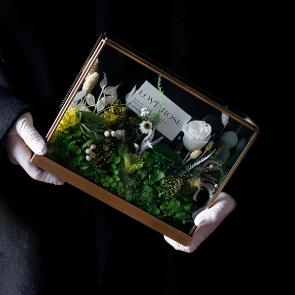 プリザーブド、フラワー、アレンジメント、フランス メイラード風、ドライフラワー、薔薇 ローズ、結婚祝い 記念日、両親のコピー