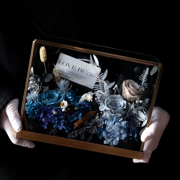 プリザーブド、フラワー、アレンジメント、フランス メイラード風、ドライフラワー、薔薇 ローズ、結婚祝い 記念日、両親