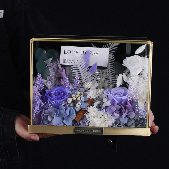 プリザーブド、フラワー、アレンジメント、フランス メイラード風、ドライフラワー、薔薇 ローズ、結婚祝い 記念日、両親