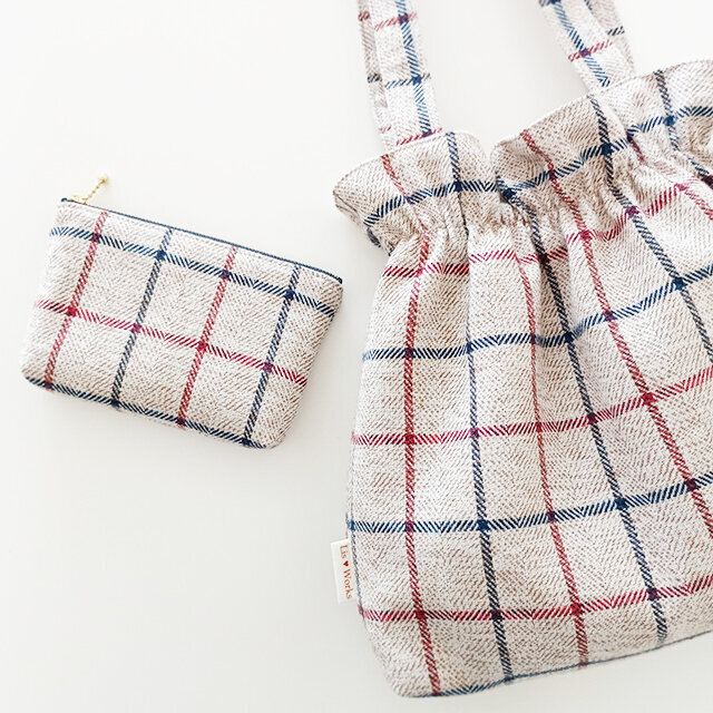 ポーチ 16cmファスナー チェック 格子柄 タッタソールチェック