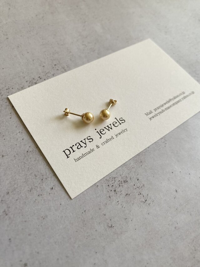 14kgf ゴールデンパールピアス イエロー・ゴールドパールスタッド