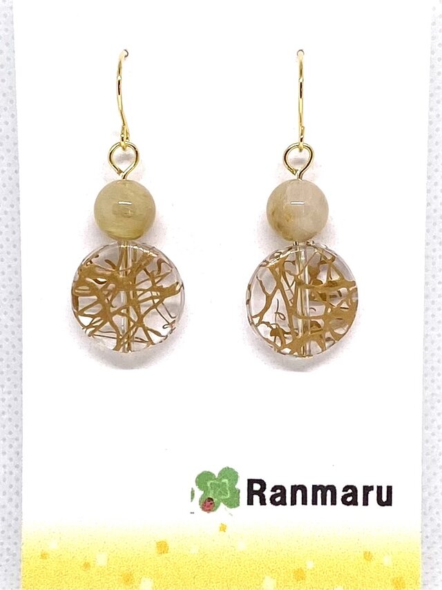 ルチルクォーツ/パワーストーン/天然石/ピアス/イヤリング/大人可愛い/アレルギー対応/サージカルステンレス✨