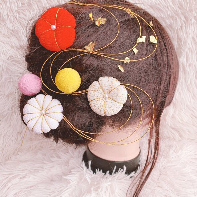 和玉☆梅の花☆5点セット☆お祭り髪飾り☆七五三髪飾り☆夏祭り☆成人