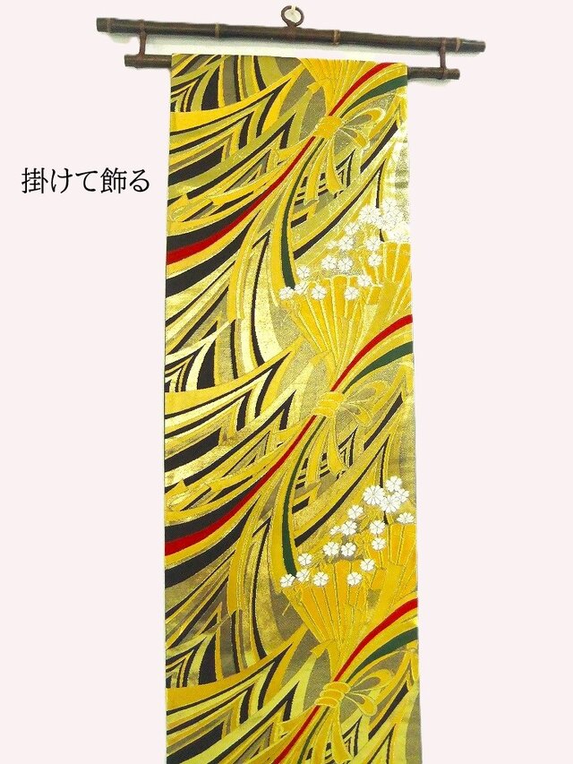 16)2380】197cm/束ね熨斗菊文様/タペストリー・テーブルランナー/和風