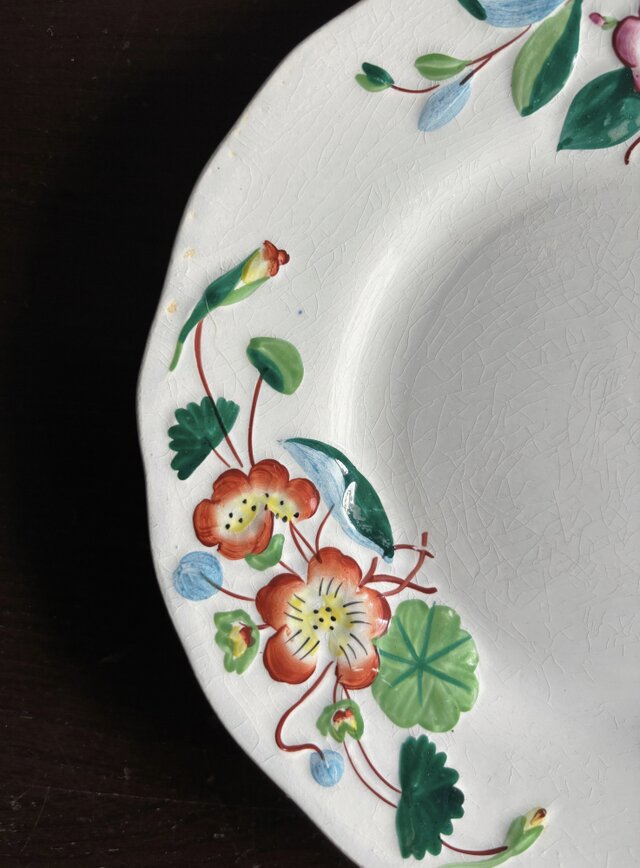 Creil & Montereau レリーフ皿 彩色皿 平皿 φ21.3cm フランス