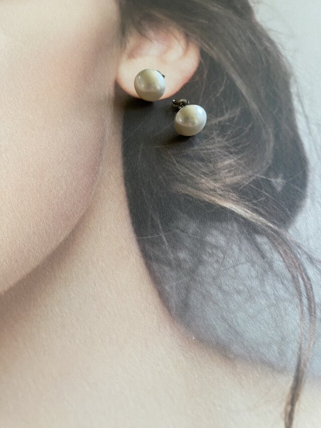 チタンポストパールスタッドピアス・一粒・シンプル・ワンパール