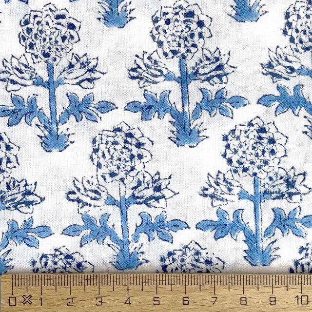 インド ブロックプリント生地 [50cm単位切売] サンガネリ ホワイト