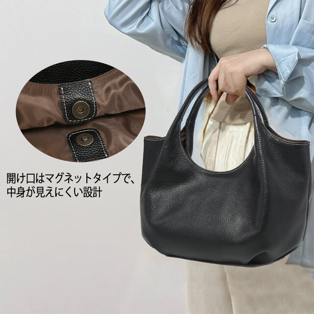 ハンドメイド、丸型トートバッグ 本革 丸い 新品 大人 かわいい ハンドメイド トートバッグ 通勤 日常