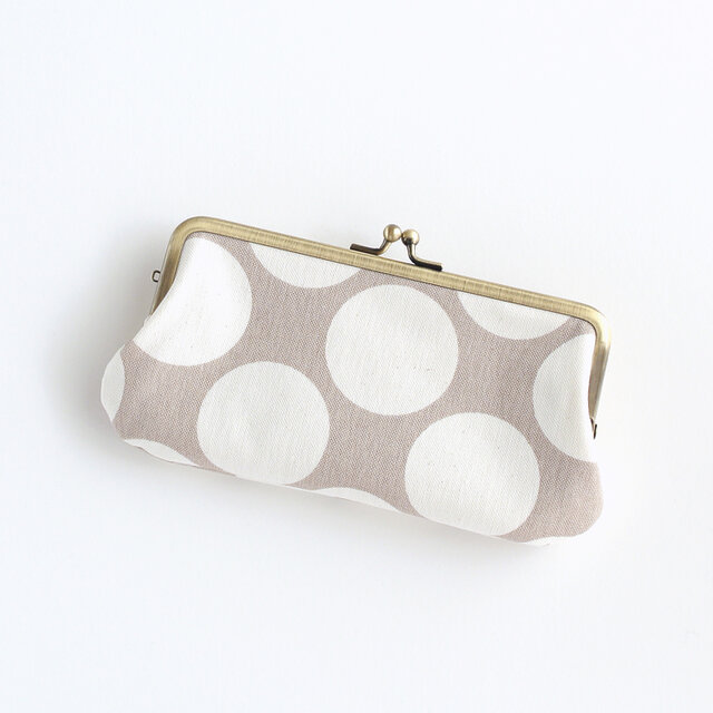 11号帆布のがま口ポーチ　ドット