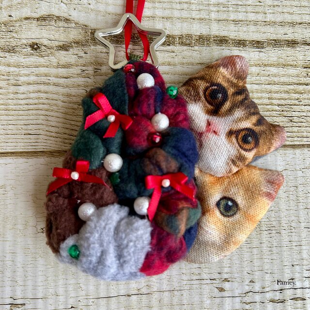 SALE！大人かわいい☆猫ちゃんのクリスマスツリー フリース ハート 星
