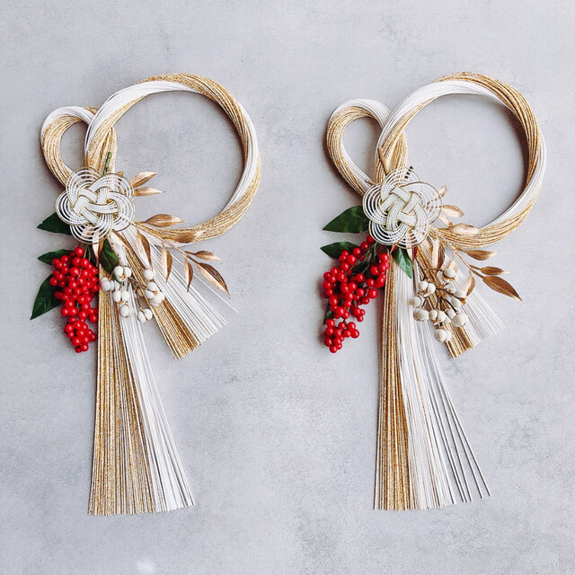 【2026】お正月飾り 水引きの玄関飾り White 縁起物　シンプル