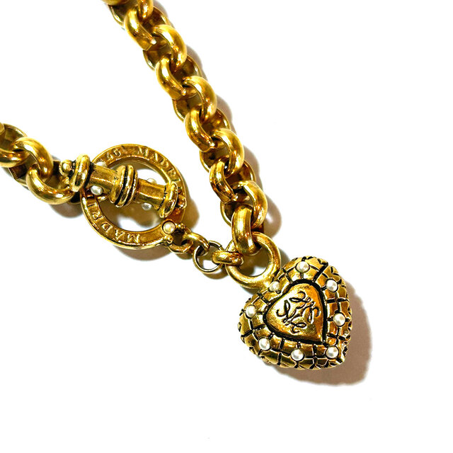 「LOEWE」 Anagram Heart Charm Toggle Clasp Vintage Necklace
