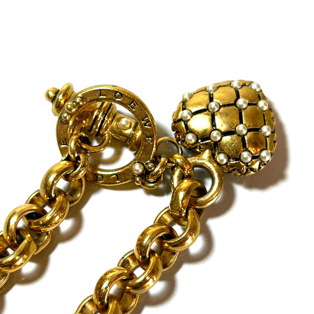 【一点物・超美品】ロエベ アナグラム ハート ブローチ パール ヴィンテージ LOEWE」 Anagram Heart Charm Toggle Clasp Vintage Necklace