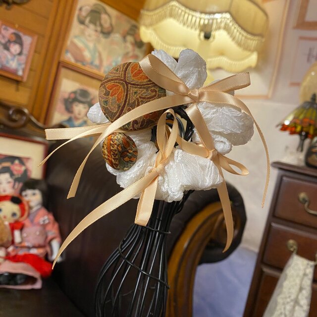 着物リメイク シュシュ ハンドメイド おりぼん ヘアアクセサリー 和洋