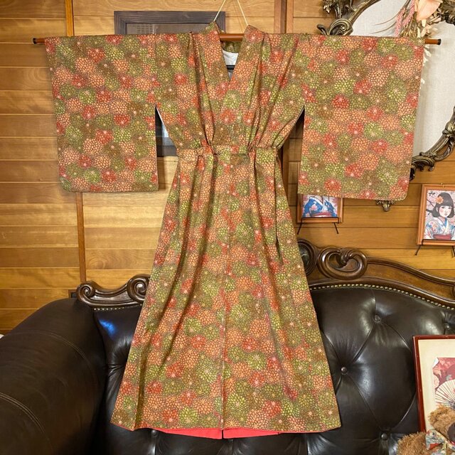着物 リメイク ワンピース ドレス 化繊 帯ベルト 和洋折衷 KW-675 和洋折衷 着物 リメイク ワンピース ドレス 洗える 化繊 名古屋帯