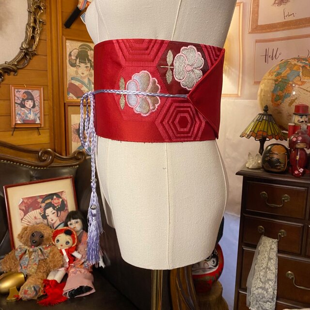 うめしゅ様⭐︎専用ページ　着物と帯 J-503】京都 衿秀製 帯締め 亀甲組 ベージュ系×臙脂色系 - 銀座