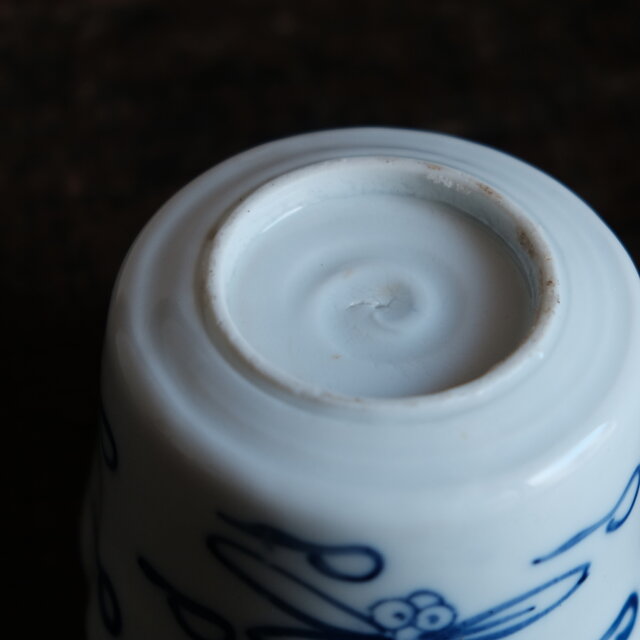 蜻蛉が可愛い◇瀬戸焼 蜻蛉文染付小鉢 向付 骨董・antiques 古道具