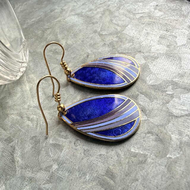 P729-ヴィンテージピアス U.S.A. Meow Gold Metal Cloisonné Enamel