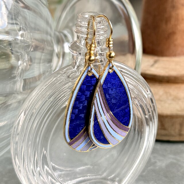 P729-ヴィンテージピアス U.S.A. Meow Gold Metal Cloisonné Enamel