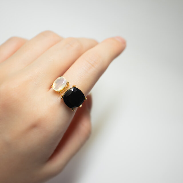 スピネル×オパール 天然石のフォークリング【フリーサイズ