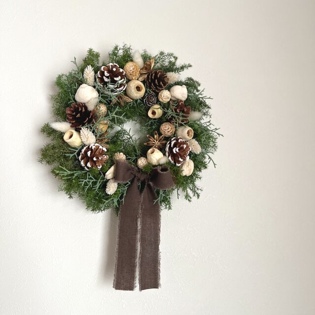 温かな冬のクリスマスコフレ フレッシュリース＆スワッグ