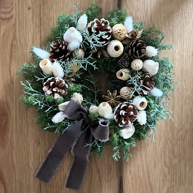 温かな冬のクリスマスコフレ フレッシュリース＆スワッグ