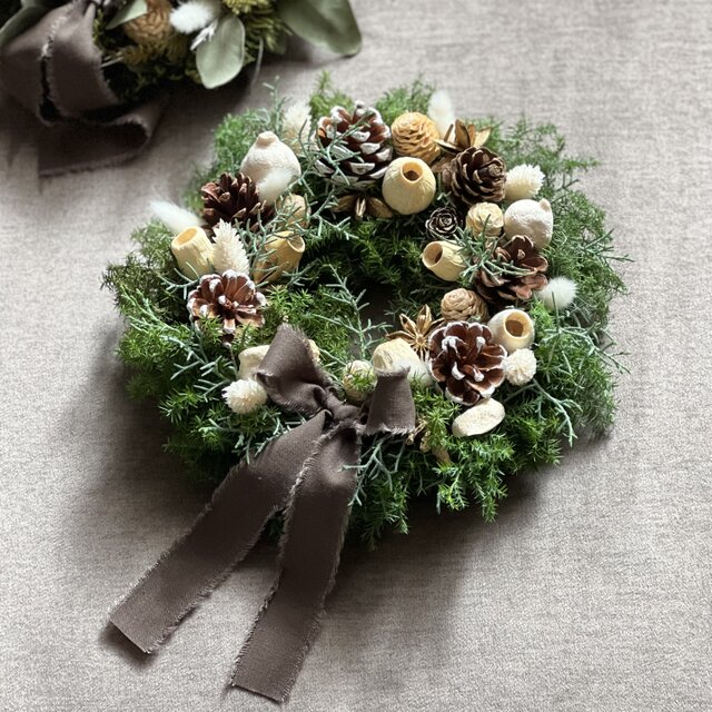 温かな冬のクリスマスコフレ フレッシュリース＆スワッグ