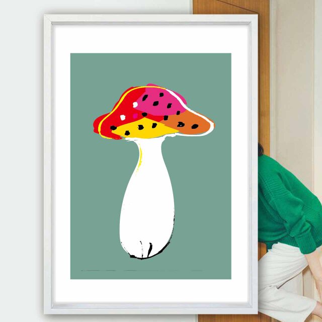 カラフルモダン きのこ 送料無料 イラスト A4〜A0 ポスター
