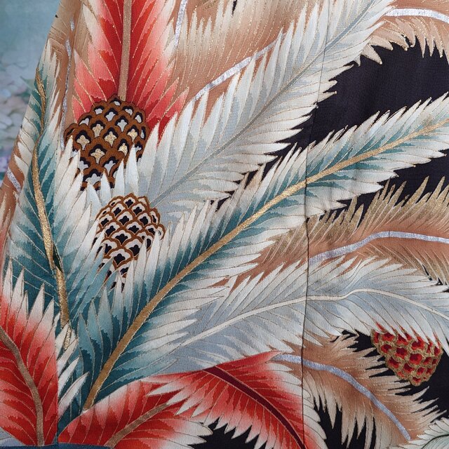 【SALE】d76 着物ワンピース サッシュベルト付 着物リメイク マキシ丈 SALE】d76 着物ワンピース サッシュベルト付 着物リメイク