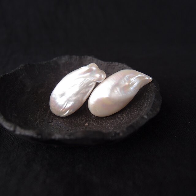 Baroque Pearl Earrings・Flat／バロックパール クリップイヤリング（Gold color）