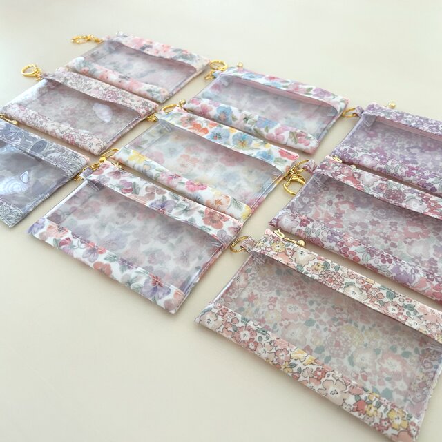 リバティ ラミネートの透明窓♡ミニポーチ＊12cmファスナー | iichi