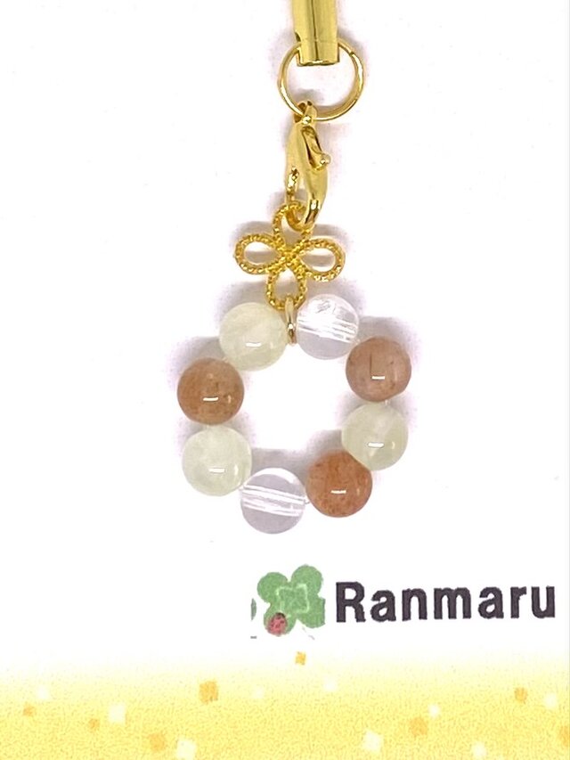 サンストーン/プレナイト/パワーストーン/天然石/花/可愛い/ストラップ/キーホルダー⭐️