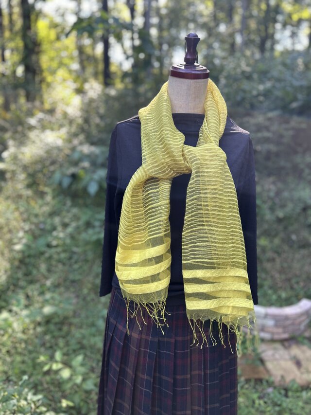 草木染めインドシルクストール（キハダ染め）