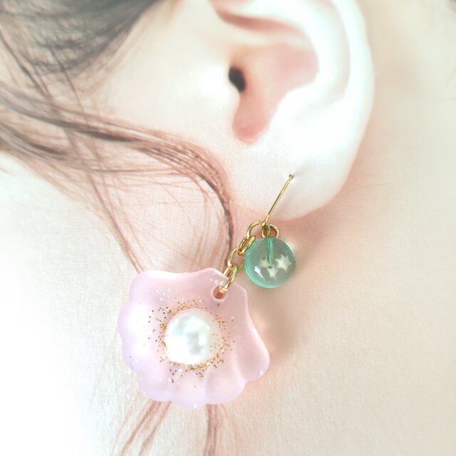 シェルとパール（星の砂付き）ピアス/イヤリング | iichi 日々の暮らし