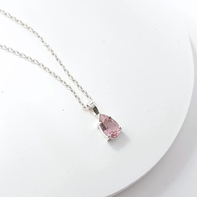ピンクトルマリンのシルバー手作りペンダント ファセット加工のピンクトルマリンペンダント：ハンドメイド925