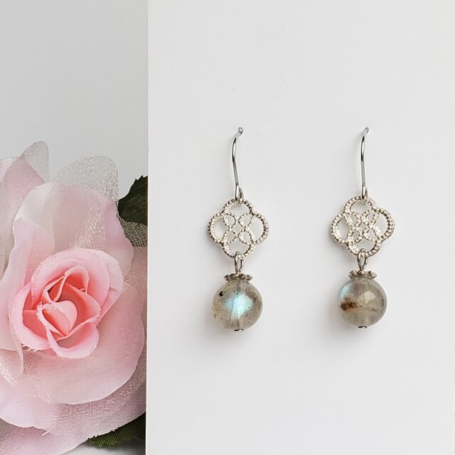 天然石＊ラブラドライト＊ピアス＊イヤリング＊天然石ピアス＊サージカルステンレス＊シンプル＊おしゃれ＊可愛い＊ミニ