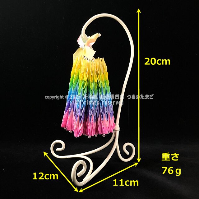 パステルレインボー・ミニ千羽鶴・レインボーリボン・スタンド付き