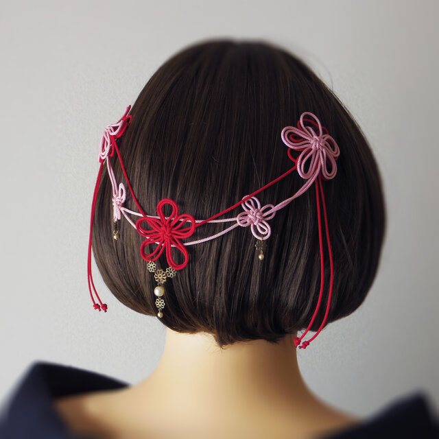 【新作】ヘアコーム「みちゆきて賑」（赤×淡ピンク）