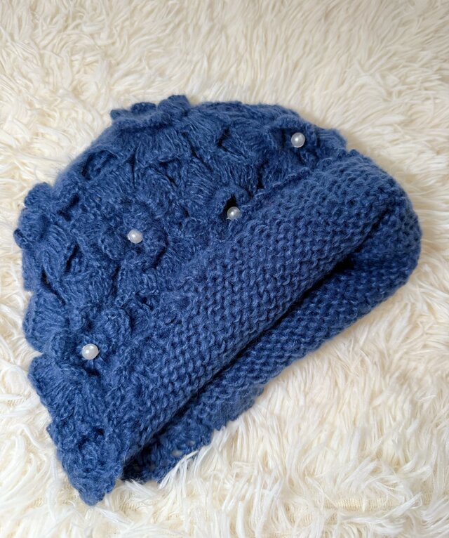 手作り【Lady's】オシャレなベレー帽 アオ | iichi 日々の暮らしを