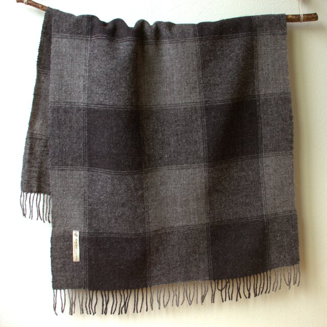 ホームスパン大判ストール　ナチュラルカラーチェック