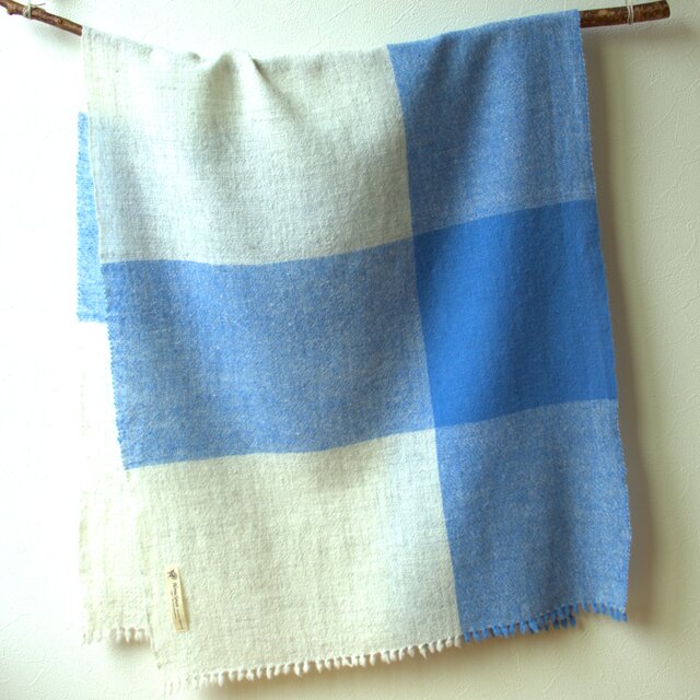 ホームスパンプチストール　ナチュラル/ブルー