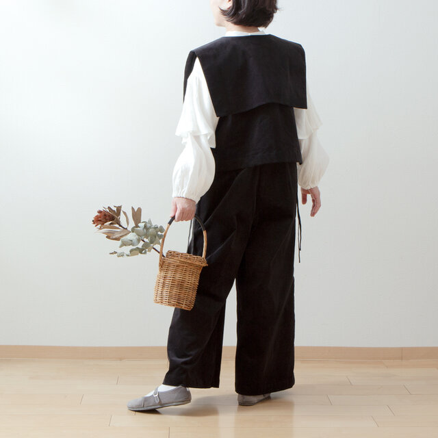 別珍カシュクールサロペットパンツ/ブラック | iichi 日々の暮らしを