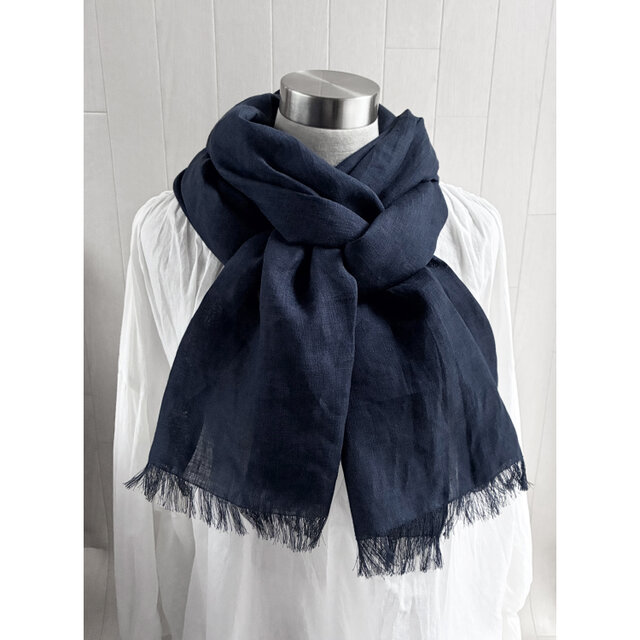 ❁ハンドメイドになります❁ 大判 アップリケベルギーリネンストール