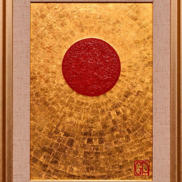 石川県金沢産24K純金箔使用○『太陽』○がんどうあつし絵画油絵