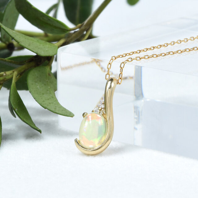 K18 オパール ダイヤ ペンダントトップ 18金 ネックレス ペンダント トップ レディース オパール 天然石 K18